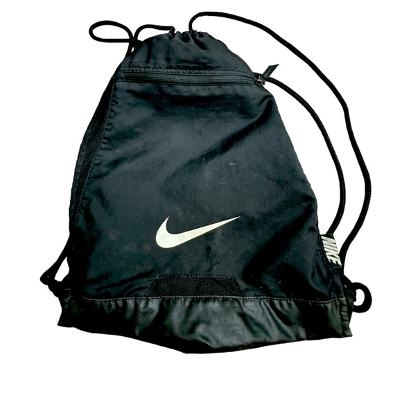 Vintage NIKE Black Small Drawstring Gym Bag Backpack - Picture 1 of 5